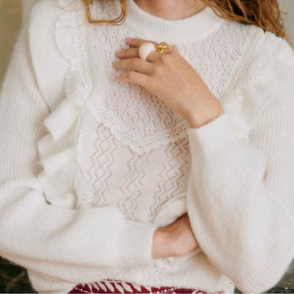 Sezane Domi Jumper in Ecru Size Small